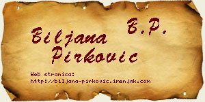 Biljana Pirković vizit kartica